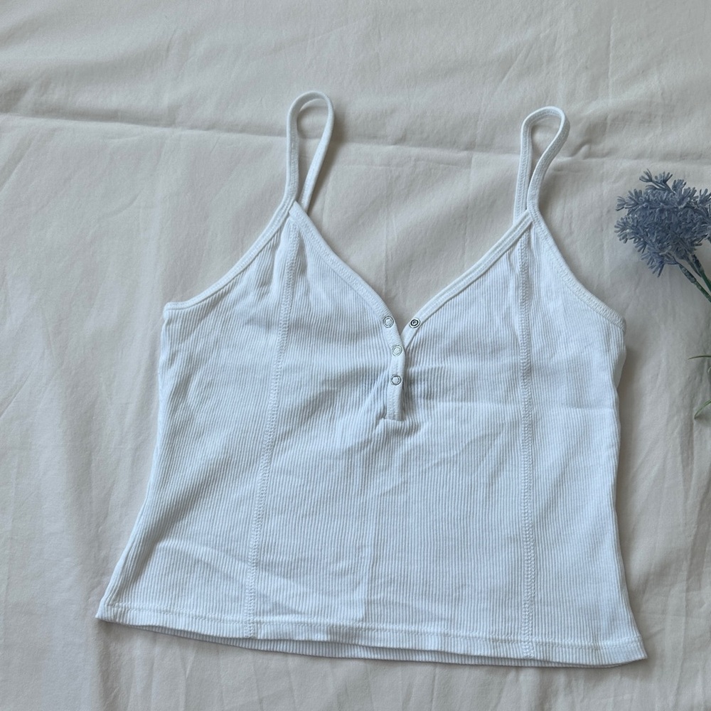Topshop White Cropped Ribbed Camisole, size 4